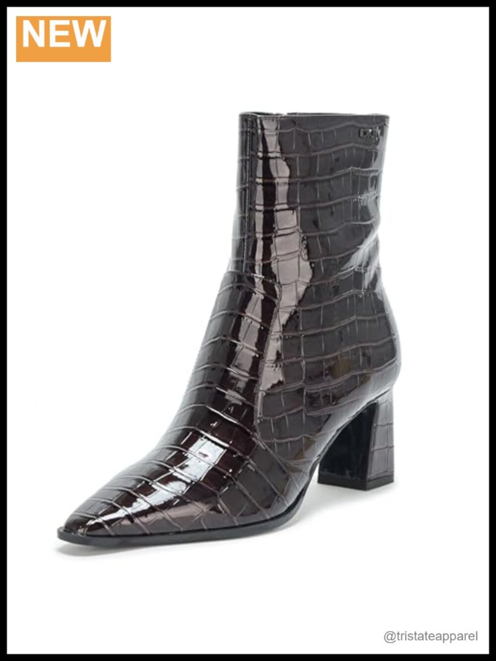 DKNY Women's Sunny Evening Slip on Heeled Bootie Leather Ankle Boot